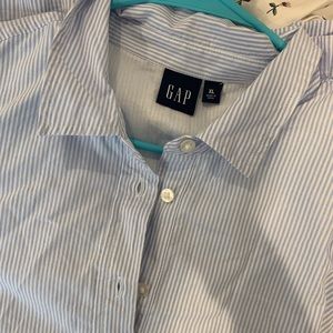 Pinstripe Gap mini shirt dress